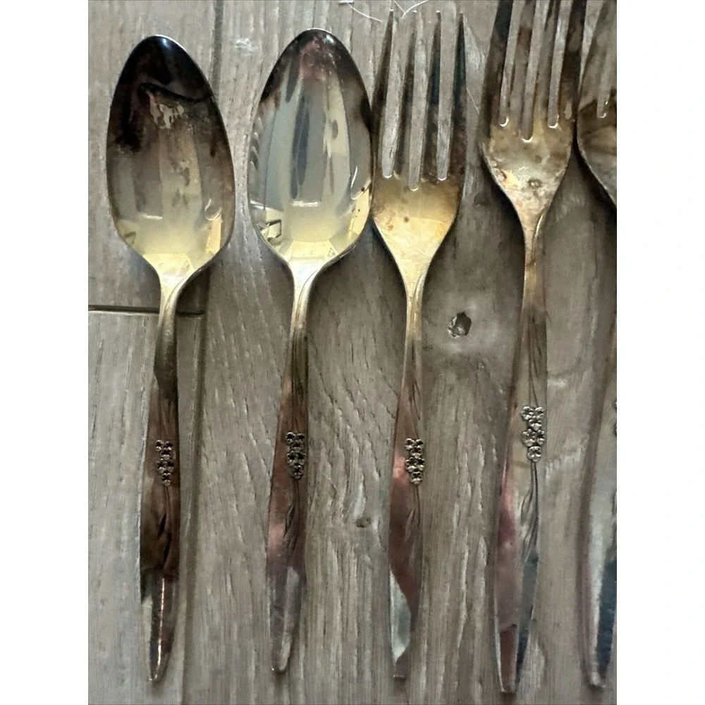 8 PCs Oneida ENCHANTMENT GENTLE ROSE Dinner‎ Fork Lot Community Silverplate